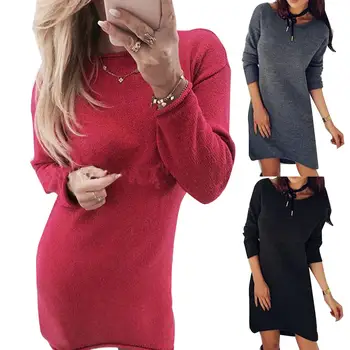 Autumn Winter Knitted Sweater Dress Women Solid Slim Plus Size Long Pullovers Knitting O Neck Knitted Sweater Warm Mini Dress
Autumn Winter Knitted Sweater Dress Women Solid Slim Plus Size Long Pullovers Knitting O Neck Knitted Sweater Warm Mini Dress