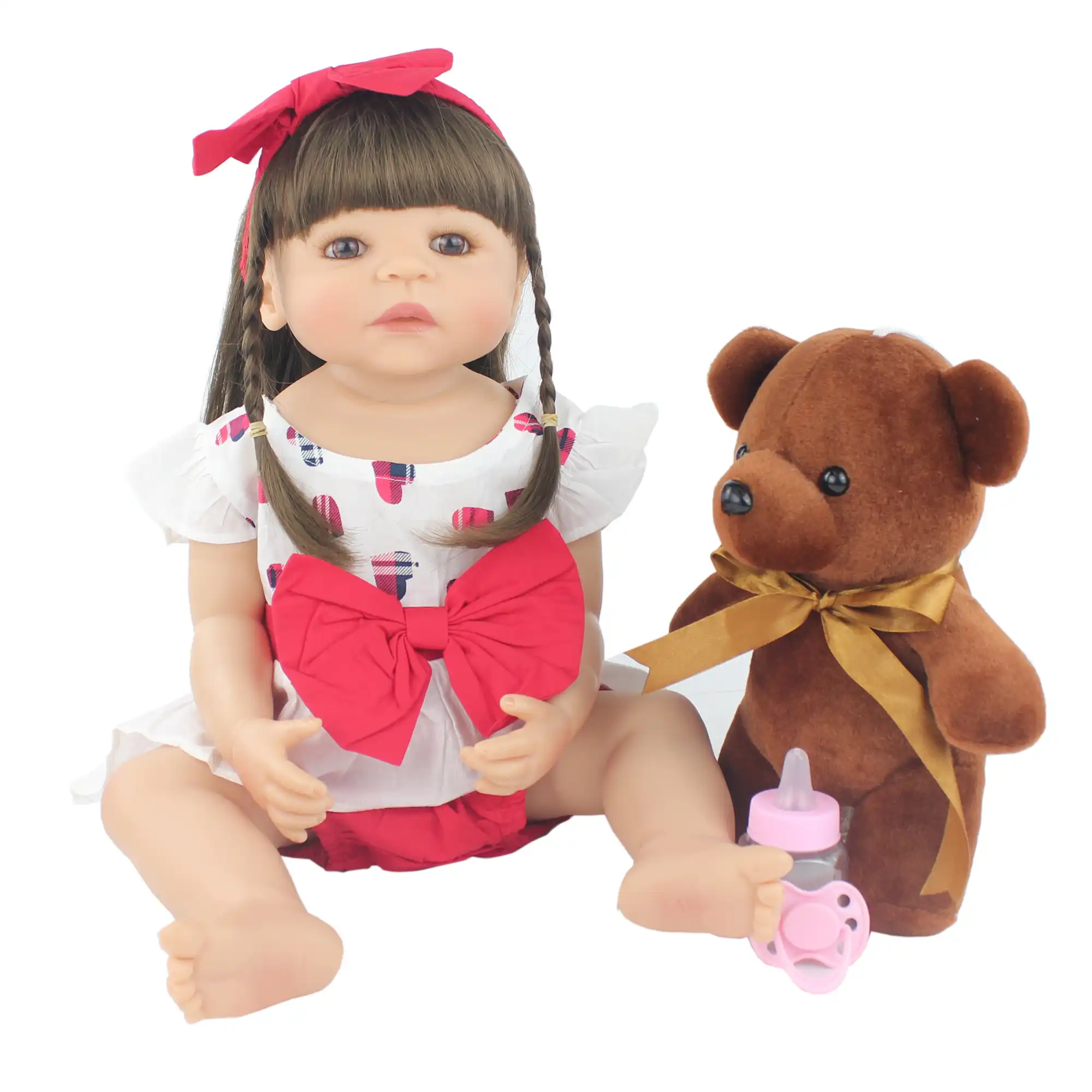 55cm full silicone reborn baby doll toy for girl vinyl newborn