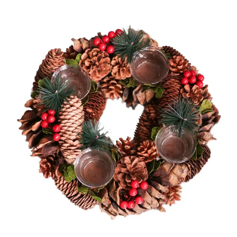 Christmas Wreath Artificial Flower Pine Needle Cone Tealight Candle 4 Holder Wood Tea Light Holder Christmas Decoration
Christmas Wreath Artificial Flower Pine Needle Cone Tealight Candle 4 Holder Wood Tea Light Holder Christmas Decoration