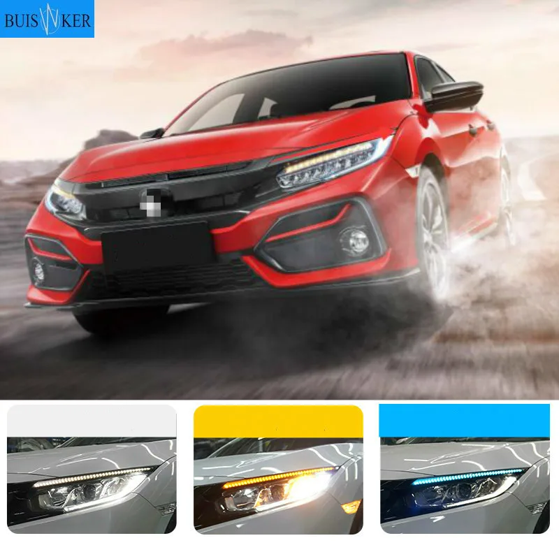 

1 пара украшение для автомобильной фары желтый указатель поворота для Honda Civic 2020 2021 DRL светодиодные фары дневного света