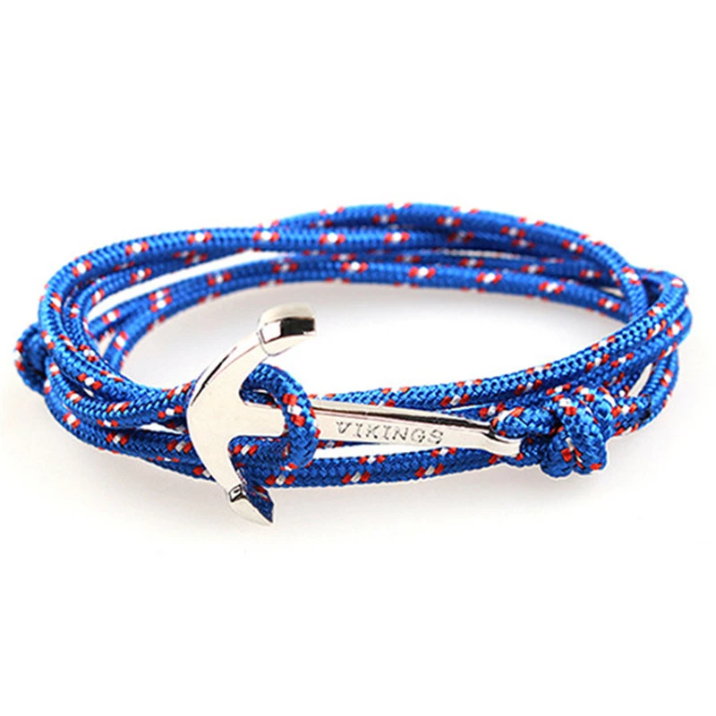 

Retro Vikings Sliver Anchor Bracelet Adjustable Rope Chain Handmade Charm Bracelets For Women Men Paracord Armband Bracelet