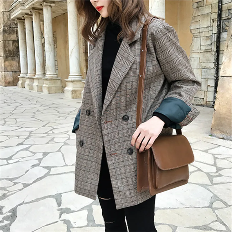LISM 2XL Plus Size England Style Long Plaid Blazer Mujer 2019 Notched Spring Autumn Long Sleeve Korean Loose Women Blazer Coat
LISM 2XL Plus Size England Style Long Plaid Blazer Mujer 2019 Notched Spring Autumn Long Sleeve Korean Loose Women Blazer Coat