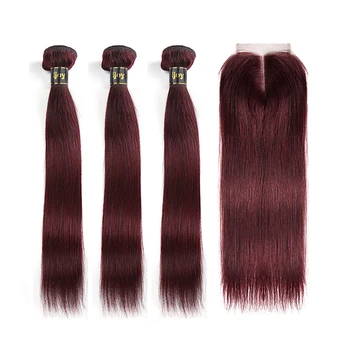 Human Hair Bundles With 4x4 Closure Brazilian Hair 3 Bundles With Closure 99J Maroon Red Colored Straight Bundles Non-Remy IJOY
Human Hair Bundles With 4x4 Closure Brazilian Hair 3 Bundles With Closure 99J Maroon Red Colored Straight Bundles Non-Remy IJOY
