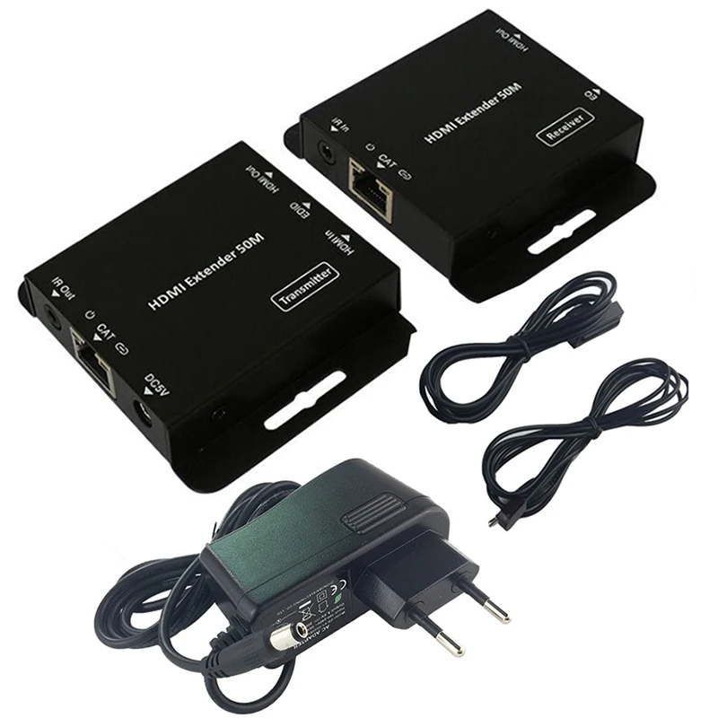 Dual port HDMI extender splitter with IR POE (HDMI ethernet port+HDMI Loop) up to 50M with power adapter
Dual port HDMI extender splitter with IR POE (HDMI ethernet port+HDMI Loop) up to 50M with power adapter