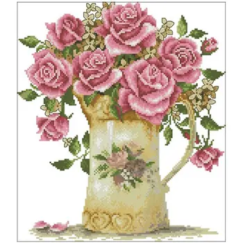 Vase with roses patterns Counted Cross Stitch 11CT 14CT 18CT DIY Chinese Cross Stitch Kits Embroidery Needlework Sets
Vase with roses patterns Counted Cross Stitch 11CT 14CT 18CT DIY Chinese Cross Stitch Kits Embroidery Needlework Sets