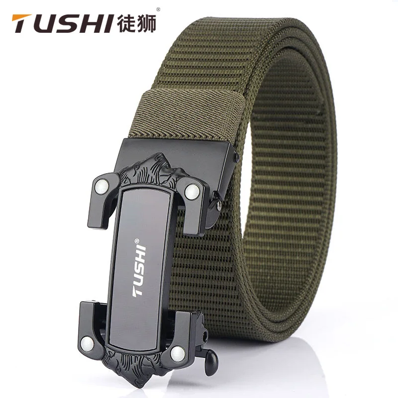 Automatic Buckle Leather Belt Men Tidal-on outside Buckle Toothless Non-Porous Bib Overall Belt Canvas Buckle Nylon Belt
Automatic Buckle Leather Belt Men Tidal-on outside Buckle Toothless Non-Porous Bib Overall Belt Canvas Buckle Nylon Belt
