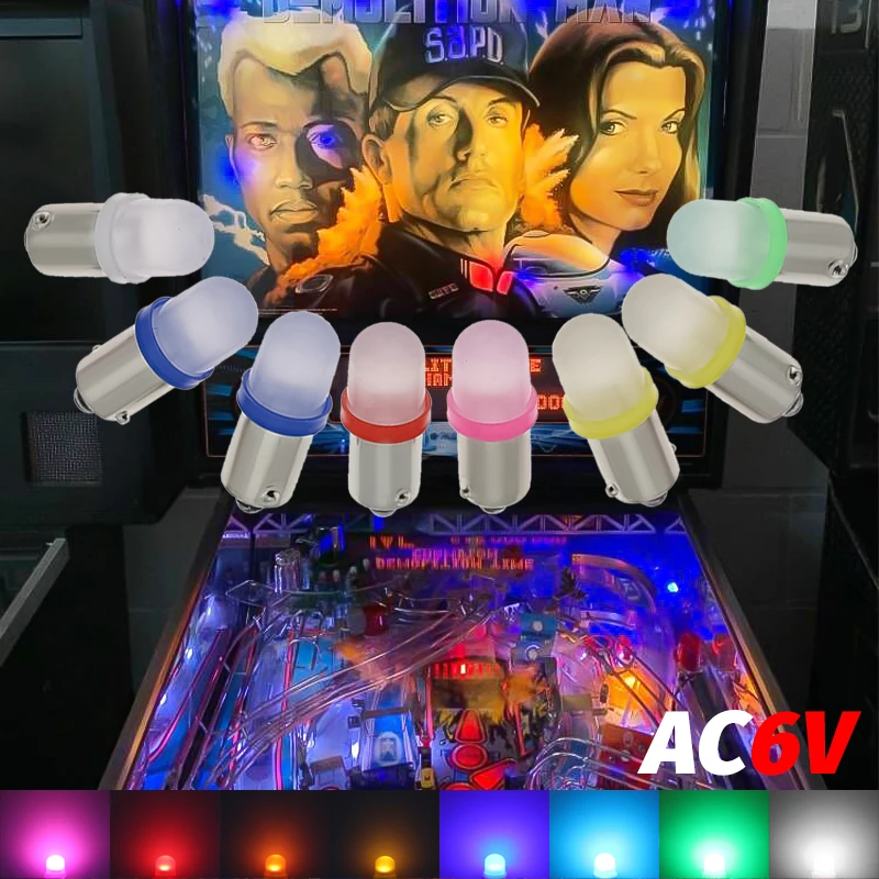 10pcs BA9S T4W #44 #47 Base With Frosted Len Various Colour Available Non polarity AC DC 6V 6.3V Pinball Game Machine Led Lamps |
