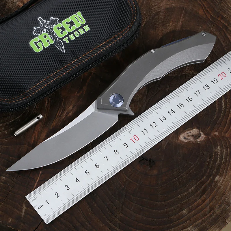 Складной нож Green thorn D2 стальное лезвие + ручка из титанового сплава для отдыха на