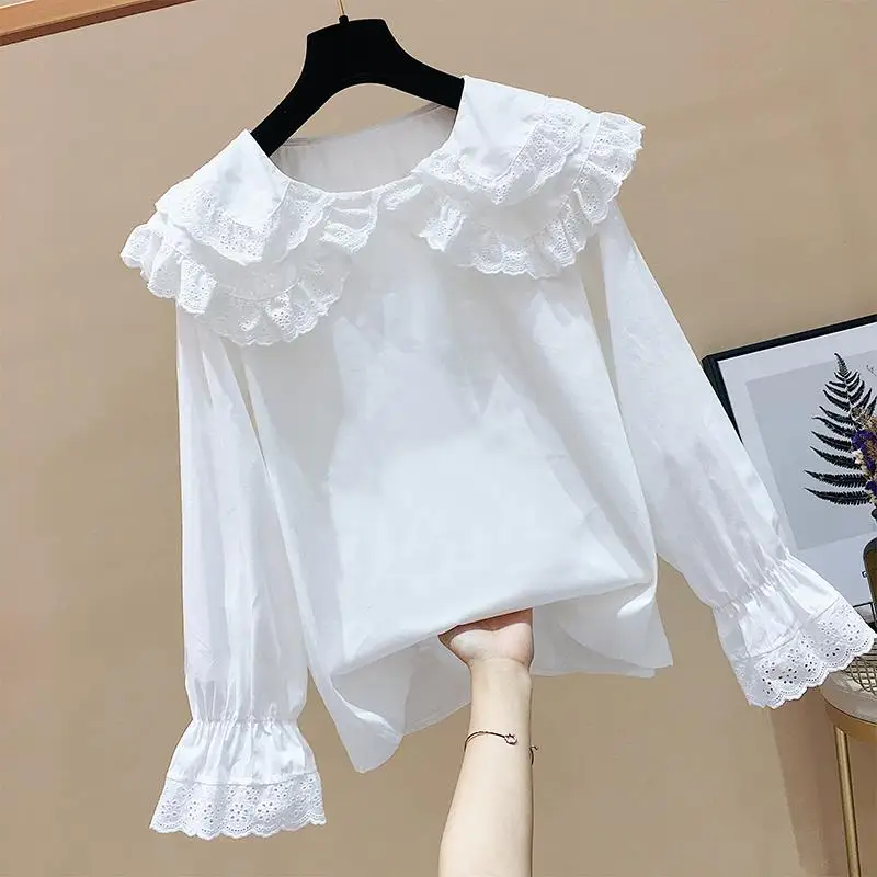 Ruffles Blouse Shirt Women 2020 Spring Lace Doll Fashion Button Preppy Style White Shirt Long Sleeve White Chemise Femme WF130
Ruffles Blouse Shirt Women 2020 Spring Lace Doll Fashion Button Preppy Style White Shirt Long Sleeve White Chemise Femme WF130