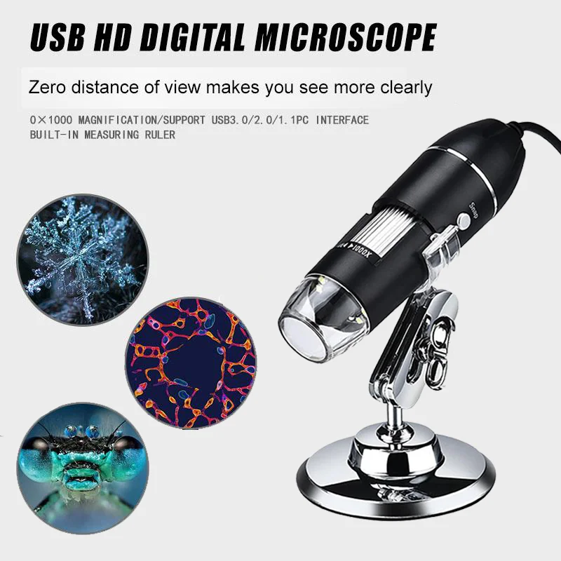 1600X USB Digital Microscope Adjustable Electronic Microscope Type-C/Micro USB Camera Endoscope 8 LED Magnifier With Stand
1600X USB Digital Microscope Adjustable Electronic Microscope Type-C/Micro USB Camera Endoscope 8 LED Magnifier With Stand