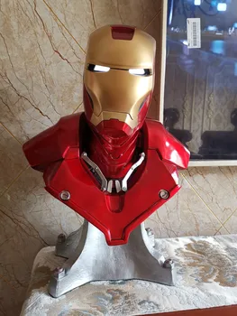 

[Funny] 54cm Avengers Iron Man 1:1 MK3 Head bust Portrait With LED Light GK Action Figure statue Collectible Model Toy gift
