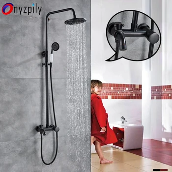 Onyzpily ORB Bathroom Shower Faucet Set 8" Rainfall Black Bronze Bath Shower Mixer Taps Handshower Rotatable Lifting Shower Set
Onyzpily ORB Bathroom Shower Faucet Set 8" Rainfall Black Bronze Bath Shower Mixer Taps Handshower Rotatable Lifting Shower Set