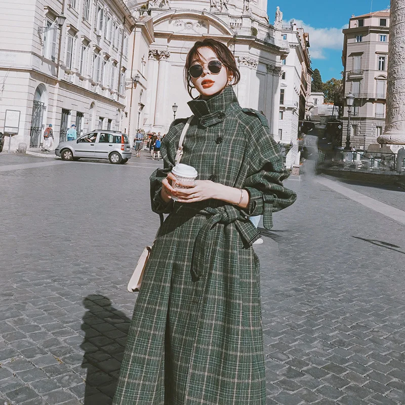 Photo Shoot 2019 Autumn And Winter New Style British-Style Retro Green Plaid Woolen Overcoat Women's over-the-Knee X-long Coat
Photo Shoot 2019 Autumn And Winter New Style British-Style Retro Green Plaid Woolen Overcoat Women's over-the-Knee X-long Coat