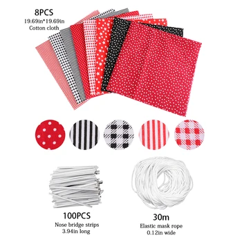 8PCS Cotton Fabric Cloth Set Nose Strips With Yards Elastic Bands Rope Earloop DIY Mask Kit For Disposable Mouth Cover Set
8PCS Cotton Fabric Cloth Set Nose Strips With Yards Elastic Bands Rope Earloop DIY Mask Kit For Disposable Mouth Cover Set
