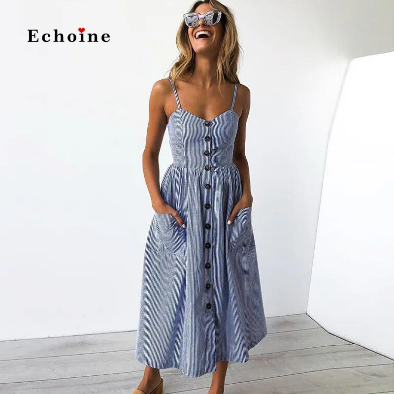 Echoine Women Spaghetti Strap Summer Dress Sexy V-Neck Floral Print Vestido Boho Sleeveless Holiday Beach Sundress Dames Jurken
Echoine Women Spaghetti Strap Summer Dress Sexy V-Neck Floral Print Vestido Boho Sleeveless Holiday Beach Sundress Dames Jurken