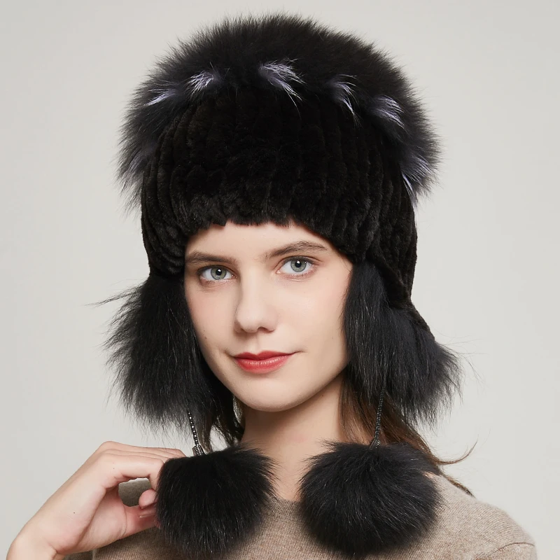 Women's natural rabbit fur fox pompon rabbit flower stylish warm fashion girl real fur winter hat knit 20HY-14 
Women's natural rabbit fur fox pompon rabbit flower stylish warm fashion girl real fur winter hat knit 20HY-14
