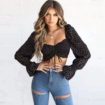 Summer women blouse fashion long sleeve sexy party club tie front crop tops black white red print boho beach short shirt women
Summer women blouse fashion long sleeve sexy party club tie front crop tops black white red print boho beach short shirt women