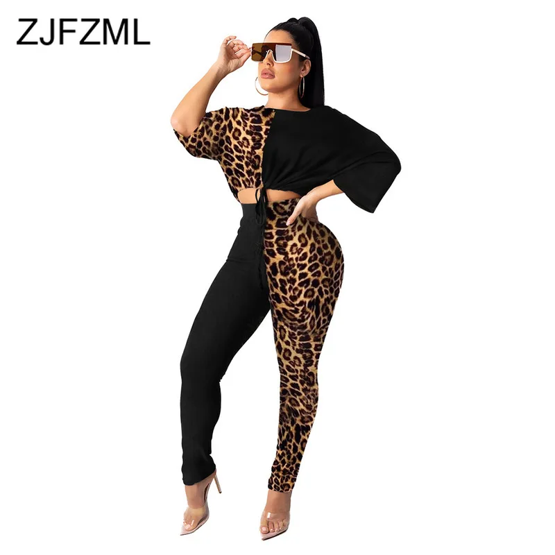 Leopard Panelled Sexy Two Piece Sweat Suits Women Round Neck Half Batwing Sleeve Dwawstring Crop Top + Pencil Pants Causal Set
Leopard Panelled Sexy Two Piece Sweat Suits Women Round Neck Half Batwing Sleeve Dwawstring Crop Top + Pencil Pants Causal Set