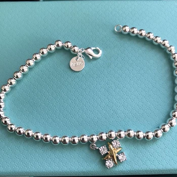 925 sterling silver round bead bracelet; cross bracelet; classic micro-label; charm bracelet 1:1
925 sterling silver round bead bracelet; cross bracelet; classic micro-label; charm bracelet 1:1