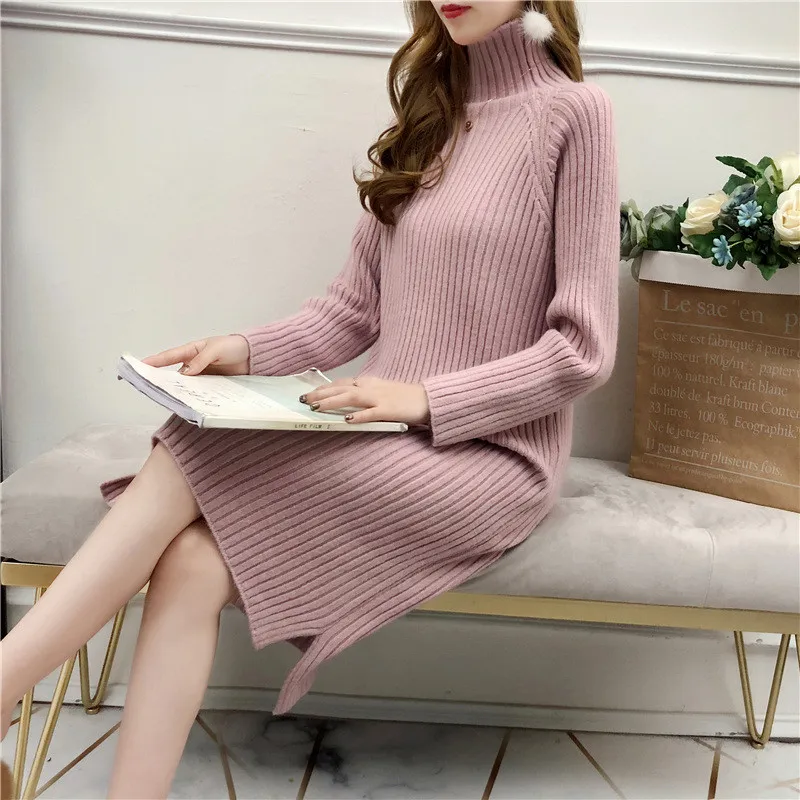 Long Pullover Dress Women 2019 Autumn Winter Loose High Collar Bottom Sweater Dress Solid Color Pullover Knitted Dresses XIN239
Long Pullover Dress Women 2019 Autumn Winter Loose High Collar Bottom Sweater Dress Solid Color Pullover Knitted Dresses XIN239
