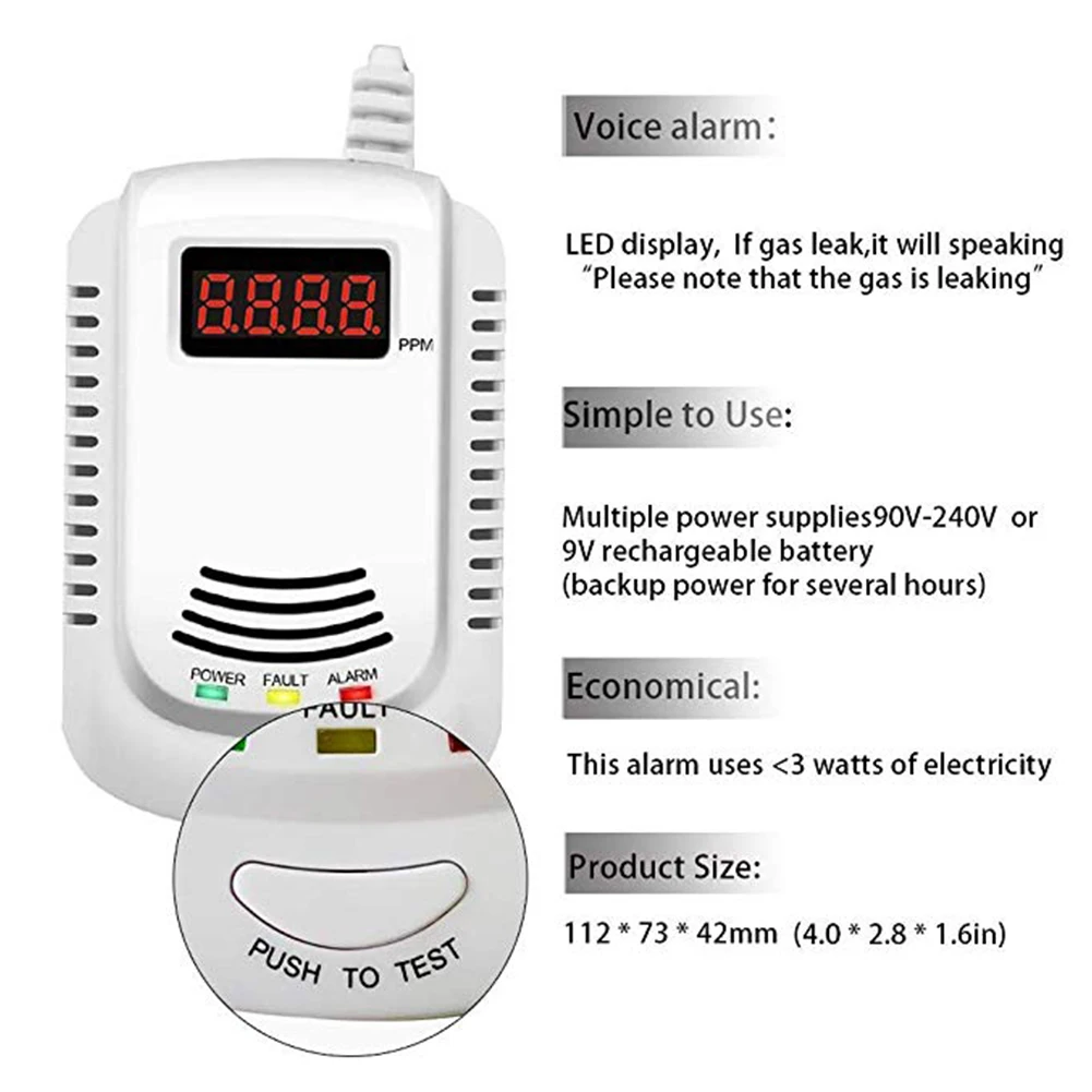 High Sensitivity LCD Display Combustible Safety Home Leak Alarm Kitchen Professional Voice Warning Methane Gas Detector Plug-In
High Sensitivity LCD Display Combustible Safety Home Leak Alarm Kitchen Professional Voice Warning Methane Gas Detector Plug-In