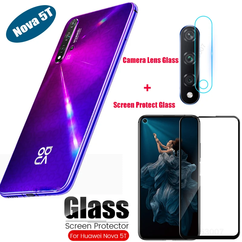 Закаленное стекло 2 в 1 с полным покрытием для Huawei Nova 5 T 6 26 дюймов защита объектива