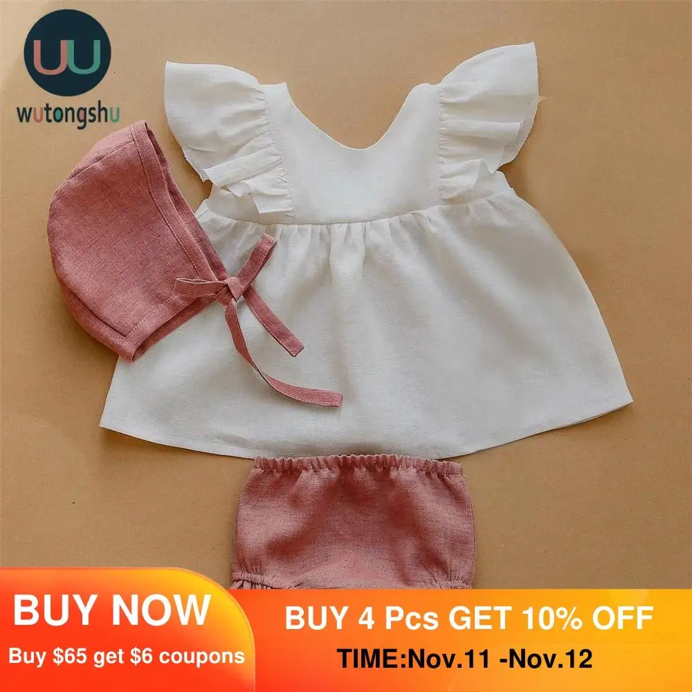 Summer Newborn Kids Baby Girls Clothes Sets White Pink Linen Cotton Tops + Shorts +Hats Outfits For 0-24M Baby Girls Clothing
Summer Newborn Kids Baby Girls Clothes Sets White Pink Linen Cotton Tops + Shorts +Hats Outfits For 0-24M Baby Girls Clothing