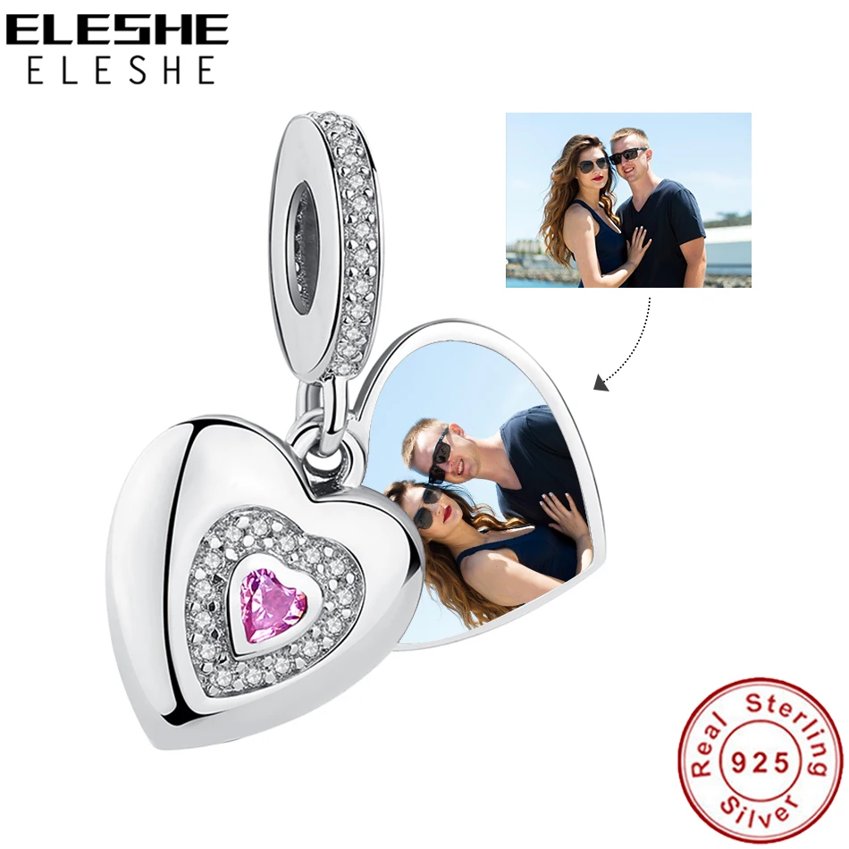ELESHE NEW 925 Sterling Silver Heart Dangle Charm Fit Original Bracelet Necklace Custom Photo Beads For Women DIY Jewelry Gift
ELESHE NEW 925 Sterling Silver Heart Dangle Charm Fit Original Bracelet Necklace Custom Photo Beads For Women DIY Jewelry Gift