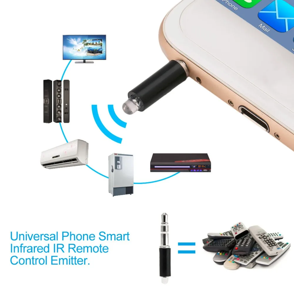 Universal 3.5mm Mini Intelligent Remote Control Plug Mobile Phone Smart Infrared IR Remote Control Jack For iPhone IOS Android
Universal 3.5mm Mini Intelligent Remote Control Plug Mobile Phone Smart Infrared IR Remote Control Jack For iPhone IOS Android