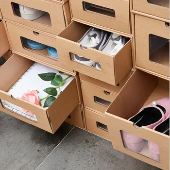 30# Flip Shoes Box Drawer Case Thickened Kraft Cardboard Box Transparent Drawer Shoe Boxes Stackable Shoebox Receptacle Storage
30# Flip Shoes Box Drawer Case Thickened Kraft Cardboard Box Transparent Drawer Shoe Boxes Stackable Shoebox Receptacle Storage