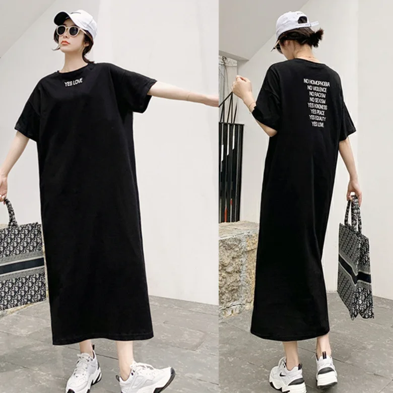 Summer Short-sleeved Nightgown Women's Black And White with Pattern Small Yes Lettered Skirt M-XXL 4 Color
Summer Short-sleeved Nightgown Women's Black And White with Pattern Small Yes Lettered Skirt M-XXL 4 Color