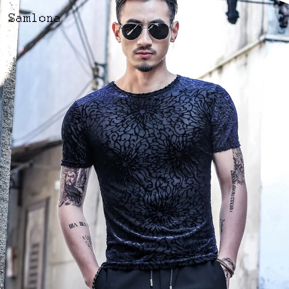 Summer Trend Cutout Cool Breathable Net T shirt Men Fashion Personality Silk cotton Elasticity Muscle Mens short Sleeve Tops
Summer Trend Cutout Cool Breathable Net T shirt Men Fashion Personality Silk cotton Elasticity Muscle Mens short Sleeve Tops