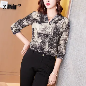 Europe Fashion Runway 100%Silk Blouses for Women High Quality Long Sleeve Elegant Vintage Print ol Shirt Spring 2020 Womens Tops
Europe Fashion Runway 100%Silk Blouses for Women High Quality Long Sleeve Elegant Vintage Print ol Shirt Spring 2020 Womens Tops
