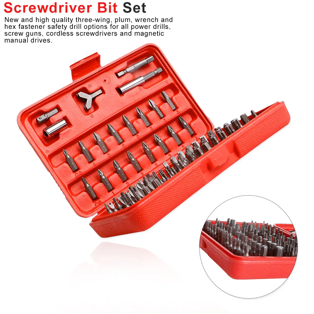 100PCS Fasteners Screwdriver Bit Set Plastic Boxed Batch Nozzle Electric Screwdriver Post Sleeve Set Hand Tool Kit Spanner
100PCS Fasteners Screwdriver Bit Set Plastic Boxed Batch Nozzle Electric Screwdriver Post Sleeve Set Hand Tool Kit Spanner