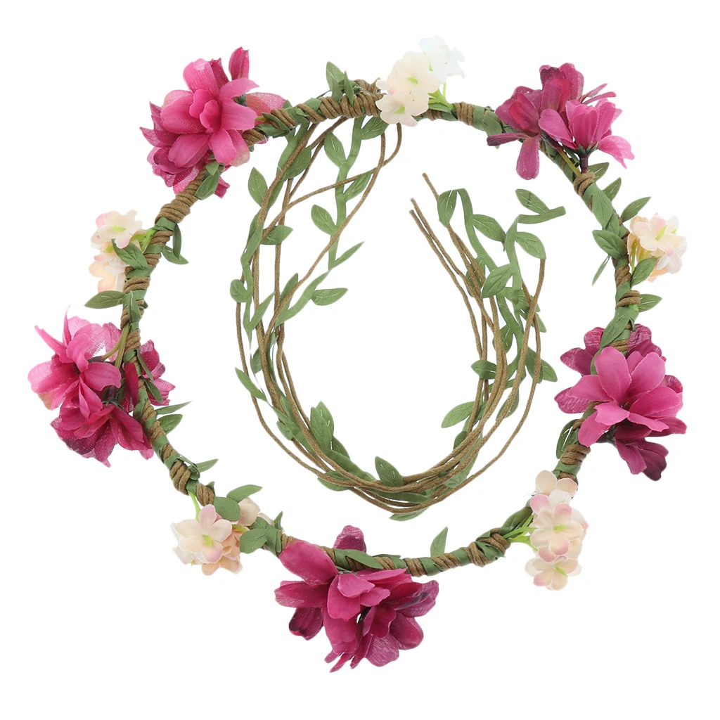 3 Colors Women Flower Headband Wreath Crown Floral Wedding Garland Festivals Photography 3 Colors Women Flower Headband Wreath Crown Floral Wedding Garland Festivals Photography