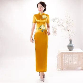 Plus Size 5XL Chinese Traditional Vintage Ladies Long Embroidery Applique Gold Qipao Slim Classic Stage Show Elegant Cheongsam
Plus Size 5XL Chinese Traditional Vintage Ladies Long Embroidery Applique Gold Qipao Slim Classic Stage Show Elegant Cheongsam