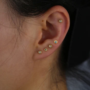 Wholesale real 925 sterling silver sun flower stud earring jewelry high quality colorful cz flower multi piercing stud earrings 
Wholesale real 925 sterling silver sun flower stud earring jewelry high quality colorful cz flower multi piercing stud earrings