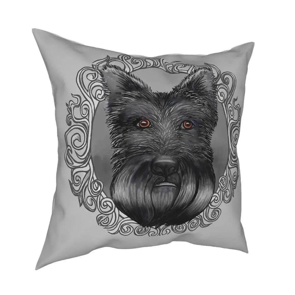 

Ornate Scotty Dog Throw Pillow Cover Cushions for Sofa Scottish Terrier Scottie Customized Pillowcase