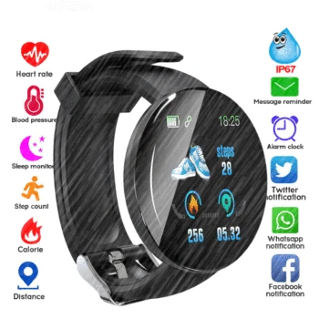 D18 Smart Waterproof Watch Fitness Watch Heart Rate Detector Blood Pressure Measurement For IOS Android Mobile Phone
D18 Smart Waterproof Watch Fitness Watch Heart Rate Detector Blood Pressure Measurement For IOS Android Mobile Phone