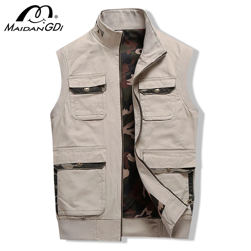 Autumn and Winter new sleeveless washed vest stand collar thin multi-pocket camouflage tooling vest jacket
Autumn and Winter new sleeveless washed vest stand collar thin multi-pocket camouflage tooling vest jacket