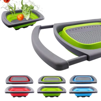 Kitchen Retractable Drain Basket Household Folding Drain Basket Rectangular Fruit Vegetable Basket Washing Vegetable Basket Wash 
Kitchen Retractable Drain Basket Household Folding Drain Basket Rectangular Fruit Vegetable Basket Washing Vegetable Basket Wash