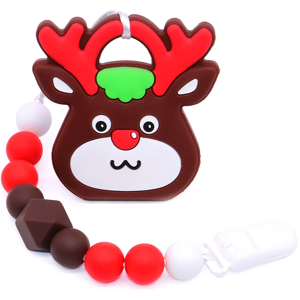 Chrisrmas Tree & Deer Shape Teether Teething Chain For Chewable Toys Chewing Silicone Teether Pacifier Clip For Babies Infant
Chrisrmas Tree & Deer Shape Teether Teething Chain For Chewable Toys Chewing Silicone Teether Pacifier Clip For Babies Infant