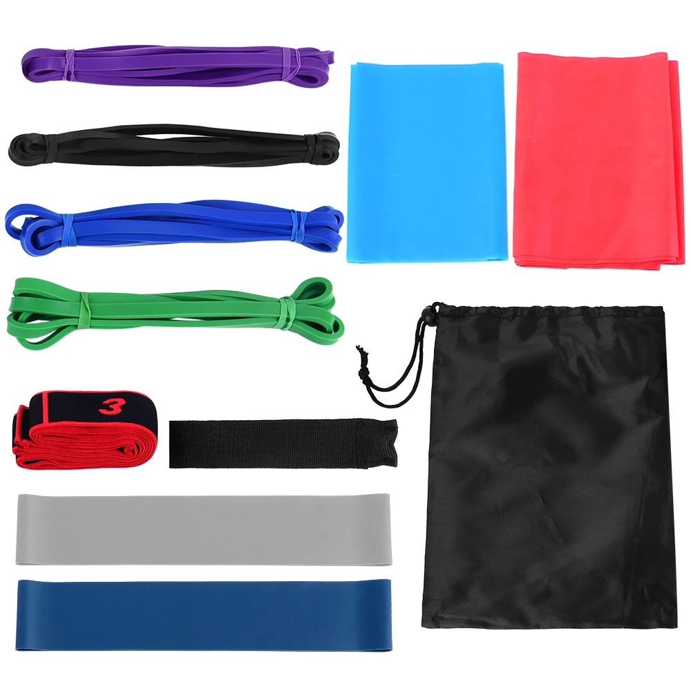 11pcs Fintess Resistance Bands Workout Exercise Loop Yoga Stretch Strap Carry Bag Home Gym Pilates Physical Therapy |