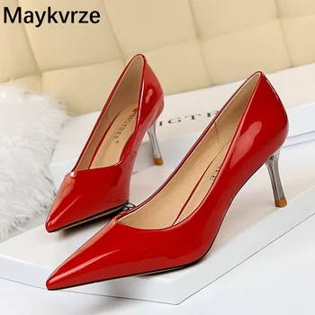 large size; 34-43 women's high heels wild fashion simple was thin pointed Toe female Pumps leather woman shoes 
large size; 34-43 women's high heels wild fashion simple was thin pointed Toe female Pumps leather woman shoes