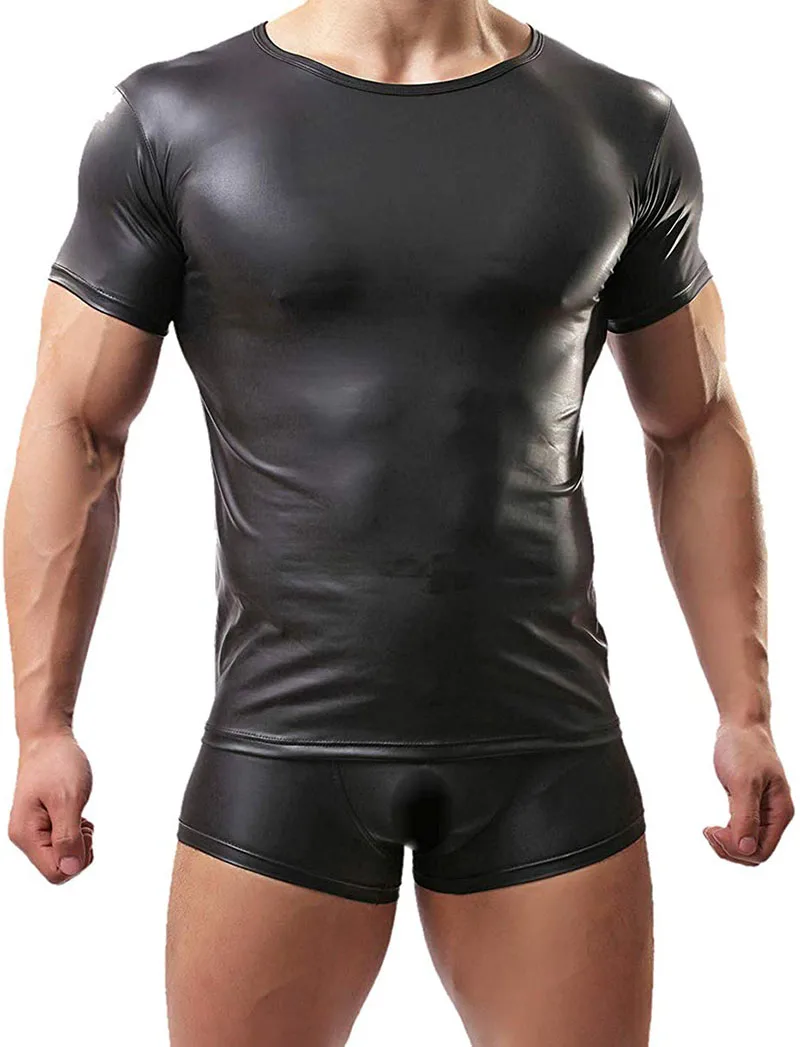 Fashion Leather and Mesh Men's Sports T-Shirts Fitness Vest Doublet And Leather Sexy Shorts 
Fashion Leather and Mesh Men's Sports T-Shirts Fitness Vest Doublet And Leather Sexy Shorts