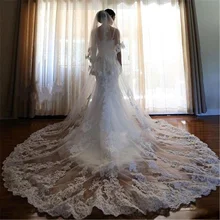 Luxurious Lace Appliques Bridal Veils 3M Cathedral Length Veil In Stock White Ivory Two Layers Wedding Veils With Comb 
Luxurious Lace Appliques Bridal Veils 3M Cathedral Length Veil In Stock White Ivory Two Layers Wedding Veils With Comb