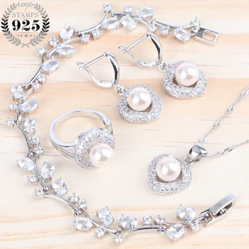 Wedding Bridal Jewelry Sets 925 Silver Pearl Zirconia Women Accessories Bracelet Necklace Sets Pendant Earrings Rings
Wedding Bridal Jewelry Sets 925 Silver Pearl Zirconia Women Accessories Bracelet Necklace Sets Pendant Earrings Rings