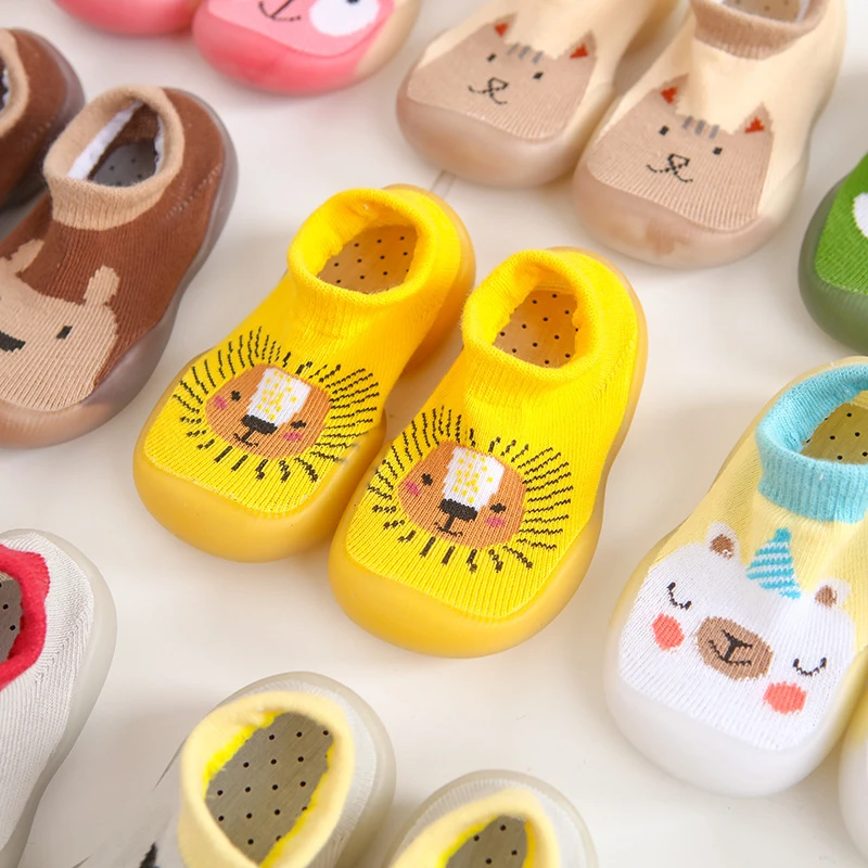 Unisex Baby Toddler First Walkers Soft Sole Rubber Outdoor Cute Animal Baby Booties Anti-slip