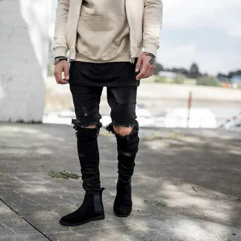 Black Destroyed Ripped Jeans Men 2020 Hip Hop Knee Big Hole Skinny Jeans for Men Hipster Cotton Denim Trousers Pantalones Hombre
Black Destroyed Ripped Jeans Men 2020 Hip Hop Knee Big Hole Skinny Jeans for Men Hipster Cotton Denim Trousers Pantalones Hombre