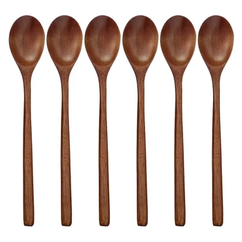 Wooden Spoons, 6 Pieces Wood Soup Spoons for Eating Mixing Stirring, Long Handle Spoon Kitchen Utensil
Wooden Spoons, 6 Pieces Wood Soup Spoons for Eating Mixing Stirring, Long Handle Spoon Kitchen Utensil